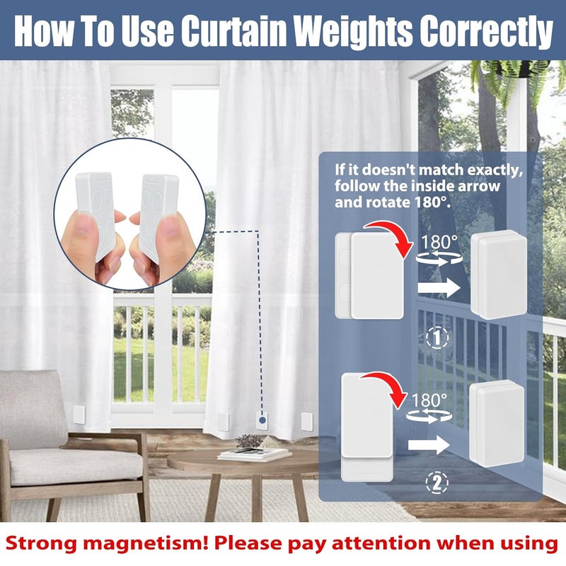 ANGAR 16pcs Outdoor Curtain Weights, Upgraded Heavier-Duty Waterproof Curtain Magnets Weights Outdoor, for Home Patio Drapery, Shower, Flags, Tablecloth to Stop Heavy Wind, White - Image 5